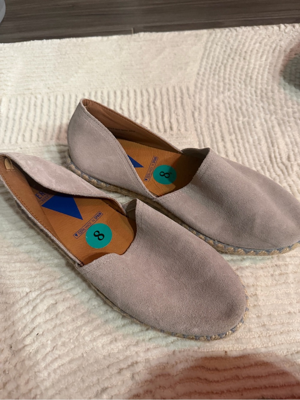 Women’s Suede Slip-On Espadrilles in Light Gray - Size 8
